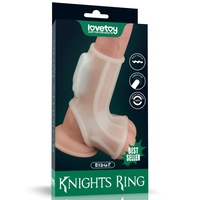 Рельефная вибронасадка на пенис и мошонку Vibrating Ridge Knights Ring with Scrotum Sleeve
