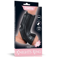 Рельефная вибронасадка на пенис и мошонку Vibrating Ridge Knights Ring with Scrotum Sleeve черная