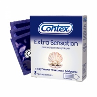 Презервативы Contex №3 Extra Sensation с крупными точками и ребрами