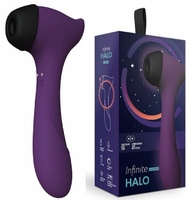 Вакуумный бесконтактный стимулятор клитора с вибрирующей ручкой Halo сливового цвета